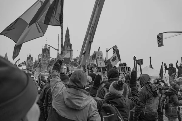 Manifestación Por Libertad Los Camioneros Ottawa Canadá —  Fotos de Stock