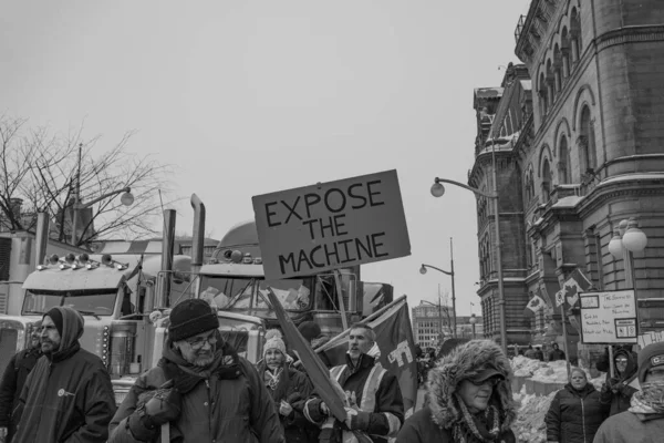 Manifestación Por Libertad Los Camioneros Ottawa Canadá —  Fotos de Stock