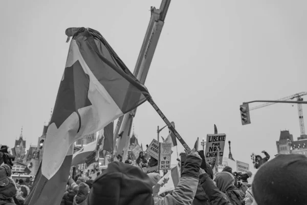 Manifestación Por Libertad Los Camioneros Ottawa Canadá —  Fotos de Stock