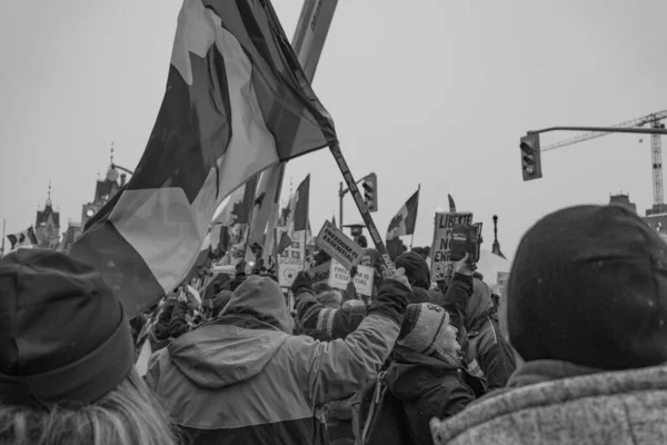 Manifestación Por Libertad Los Camioneros Ottawa Canadá —  Fotos de Stock