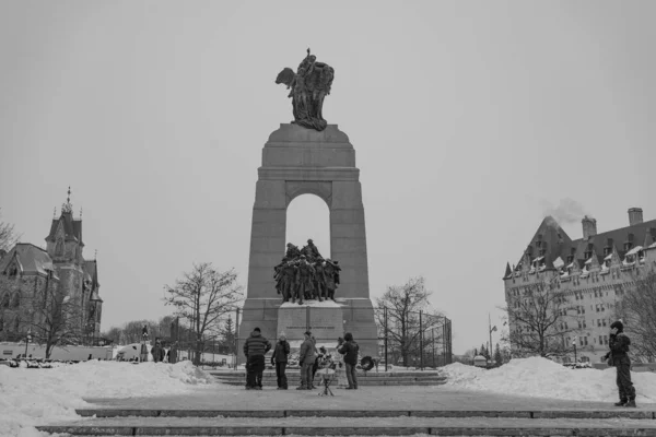 Teherautók Szabadság Tiltakozás Ottawa Kanada — Stock Fotó