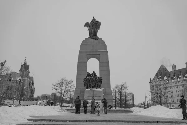 Teherautók Szabadság Tiltakozás Ottawa Kanada — Stock Fotó