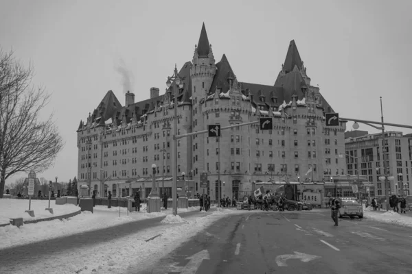 Truckers Protesta Libertà Ottawa Canada — Foto Stock