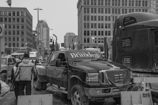 Truckers Protesta Libertà Ottawa Canada — Foto Stock