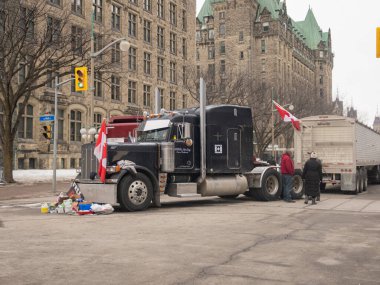 Ottawa, Kanada 'da Kamyoncular Özgürlük Yürüyüşü