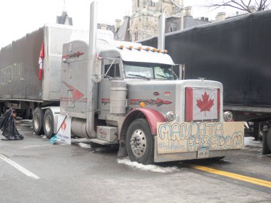 Kamyon şoförlerinin özgürlük yürüyüşü Ottawa, Caada 'da