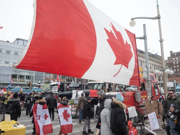 Ottawa Kanada Kamyoncular Özgürlük Yürüyüşü Stok Fotoğraf