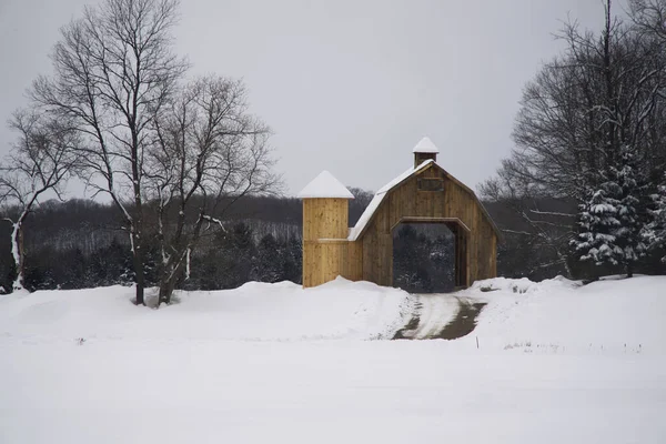 雪の中の木造住宅 — ストック写真