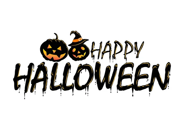 Feliz Banner Mensagens Halloween Vector Silhuetas Halloween Isolado Fundo Branco —  Vetores de Stock