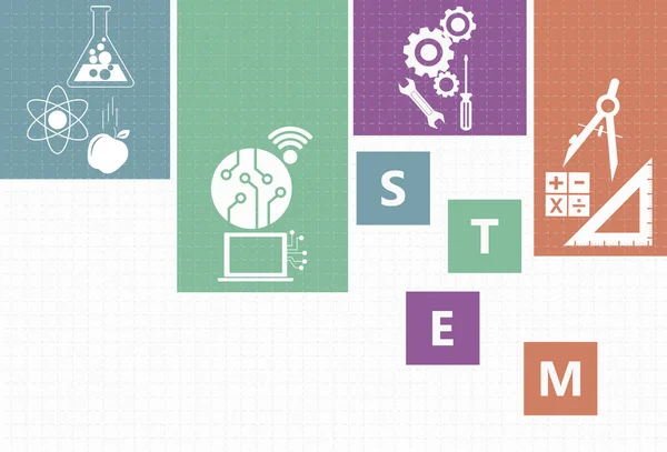 Stem Edukacja Inżynieria Naukowa Matematyka Obliczyć Matematykę Skrótami Steam Połączone — Wektor stockowy