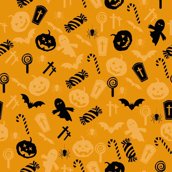 Wektor Wzorca Halloween Płynny Wzór Tło Elementy Pomarańczowy Czarny Design — Wektor stockowy