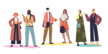 Çok uluslu ve çok ırklı insanlarla iletişim kuran bir grup. Farklı milletlerden erkek ve kadınlar.