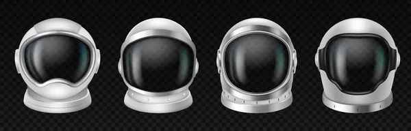 Űrhajós sisakok, realisztikus űrhajós maszk, átlátszó üveggel az űrkutatáshoz — Stock Vector