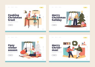 Noel konseptini kutluyoruz. İnsanlar kış tatiline evde hazırlanıyorlar.