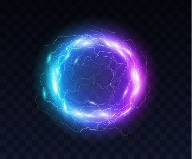 Elektrik topu, yuvarlak şimşek çerçevesi, mavi şimşek çember kenarı, sihirli kapı, enerji çarpması