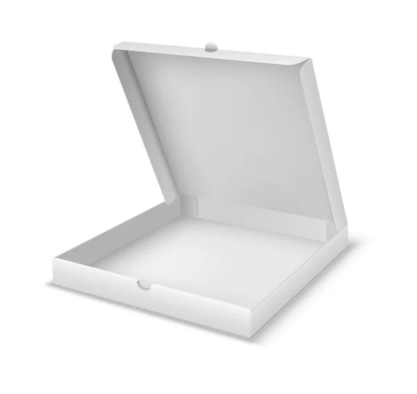Відкрити порожню коробку для піци для брендингу. Шаблон картонного пакету для доставки їжі або вивозу — стоковий вектор