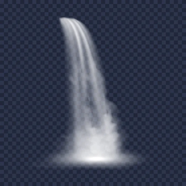 Водопад Падающая речная вода или горный водопад, каскадный аква-поток. Реалистичная сцена фонтана на холме — стоковый вектор