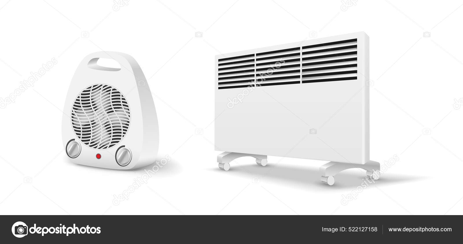 Electric heaters set heat fan and oil radiator devices for heating