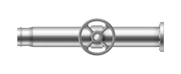 Tubo de encanamento com válvula, parte de tubulação de abastecimento de água e sistema de drenagem da indústria da construção —  Vetores de Stock