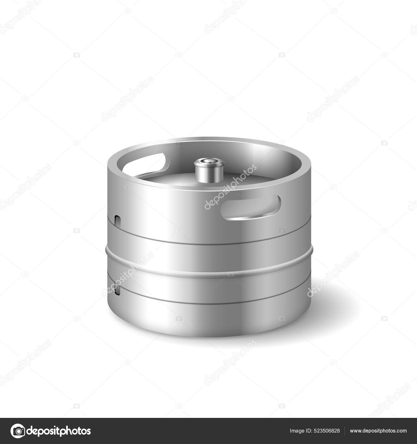 Chrome metallic cider keg barrel. Template small aluminum keg for