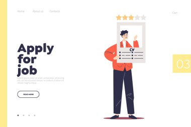 İniş sayfası için erkek işçi CV 'yi boş pozisyon için tut