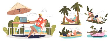 Serbest çalışan işçiler: serbest çalışan erkek ve kadınlar veya plajda çalışan dış kaynak
