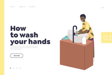 Küçük Afrikalı bir çocukla el yıkamak lavaboda su ve sabunla el yıkamak.