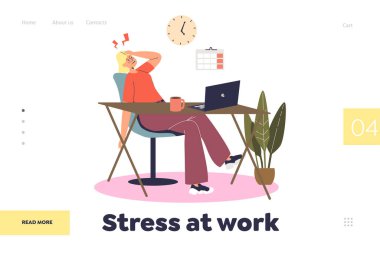 İniş sayfasındaki stres kızgın, stresli ve hayal kırıklığına uğramış kadın işçilerle.