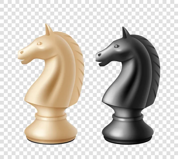 검은 색 과 흰색 체스의 기사 아이콘은 투명 한 배경에서 분리됩니다. 체스 기사의 그림 — 스톡 벡터