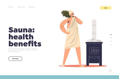 Şapkalı ve havlulu adam huş süpürgesini sauna ya da banya 'da dinlenmeye hazırlıyor.