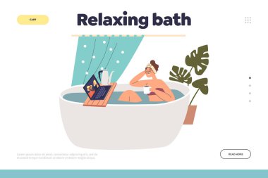 Genç bir kızla banyo yapma fikri rahatlatıcı. Banyo yap. Dizüstü bilgisayarda video veya film izle.