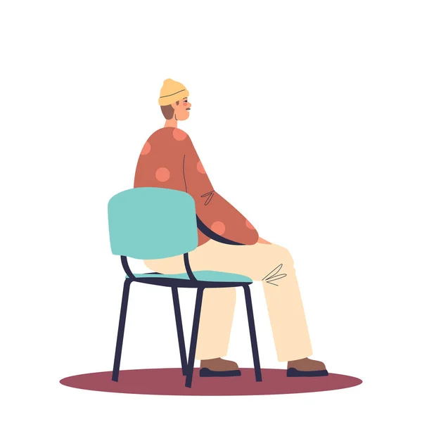 Man sitting on chair, back view. Guy listen to courses, therapy or lecture participant — Stock vektor