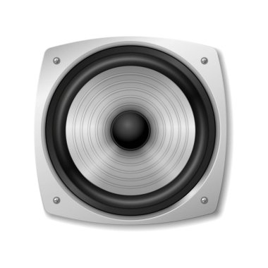 Realistic sound speaker icon. Modern electronic equipment for acoustic volume music listening