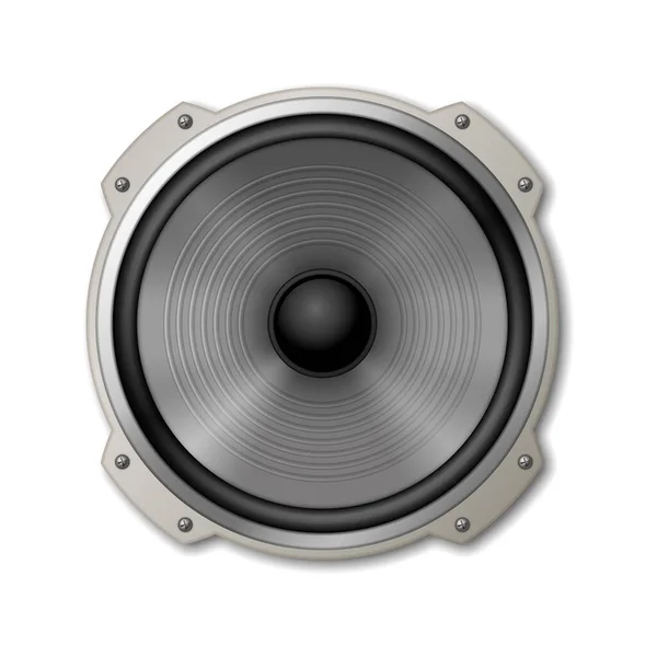 Metallic sound speaker device icon. Electronic equipment for acoustic volume music listening — Vector de stoc