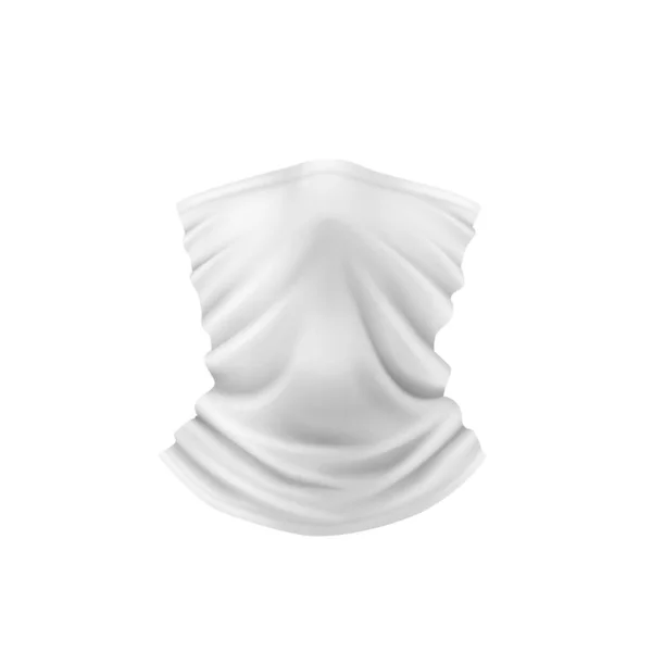 Λευκή μπαντάνα για λαιμό ή φουλάρι, σάλι προσώπου. Μάσκα κεφαλής Unisex ή κορδέλα — Διανυσματικό Αρχείο