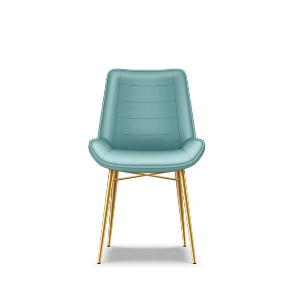 Άνετη καρέκλα σκαμπό για εσωτερικό κουζίνας. Ρεαλιστικός πολυτελής σχεδιασμός πολυθρόνας σε ψηλά ξύλινα πόδια — Διανυσματικό Αρχείο