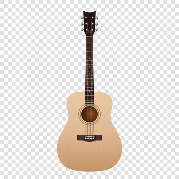 Akustisk gitarr 3d render design. Klassisk sträng musikinstrument ikon på transparent bakgrund — Stock vektor
