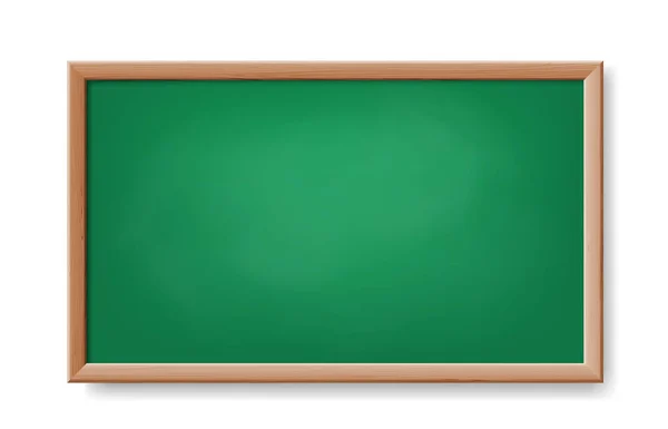 Realistische grüne Tafel. Platte in Holzrahmen isoliert. Leere Kreidetafel für Schulklasse — Stockvektor