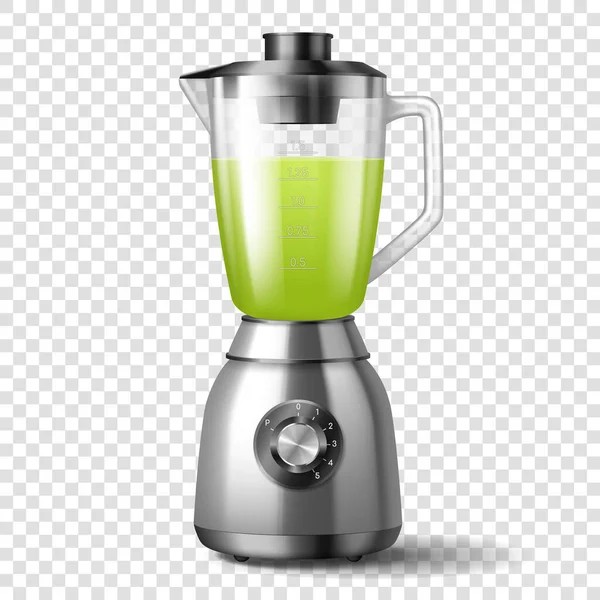 Blender, mixer realistisch icoon. Elektrische keukenmachine voor smoothie, sap en shakes. 3d sapcentrifuges — Stockvector