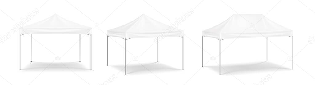 Big mobile marquee set for trade show, weddings and events. Promotional outdoor event white tent