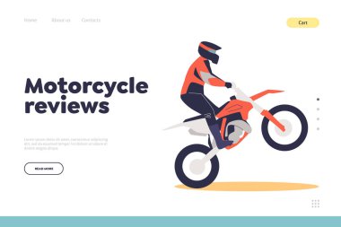 Yükselen spor motosikletli ekstrem adamla iniş sayfası konsepti