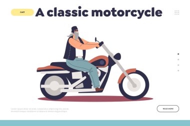 Motosikletli büyük motosikletli klasik bir iniş sayfası.