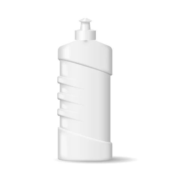 Modèle de bouteille de détergent liquide pour lave-vaisselle 3d. Modèle de paquet ménage et hygiène vierge — Image vectorielle