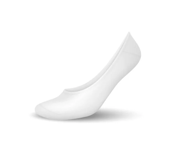 Modèle de chaussette blanche no show sur jambe invisible réaliste. Chaussette de sport blanche pour hommes et femmes — Image vectorielle