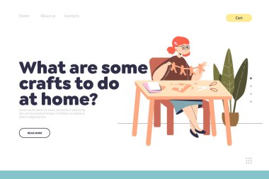 Küçük bir kızın kağıt işçiliği yaptığı ev konseptinde yapılacak el işleri.