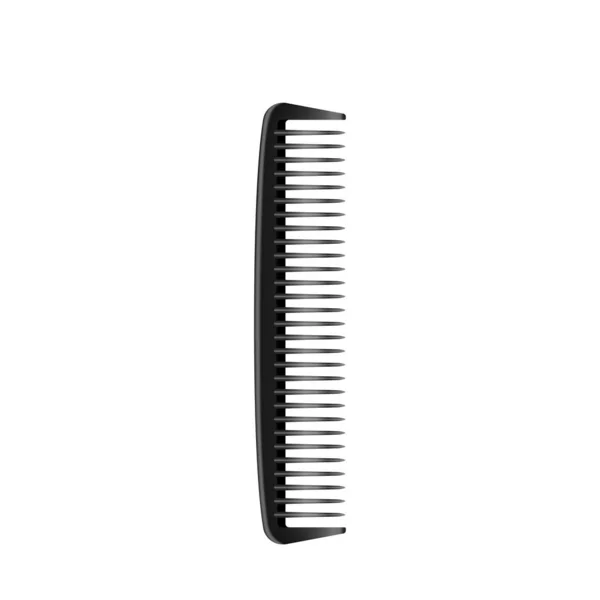 Realista clássico simples preto 3d plástico cabeleireiro pente ícone para salão de beleza, barbearia — Vetor de Stock