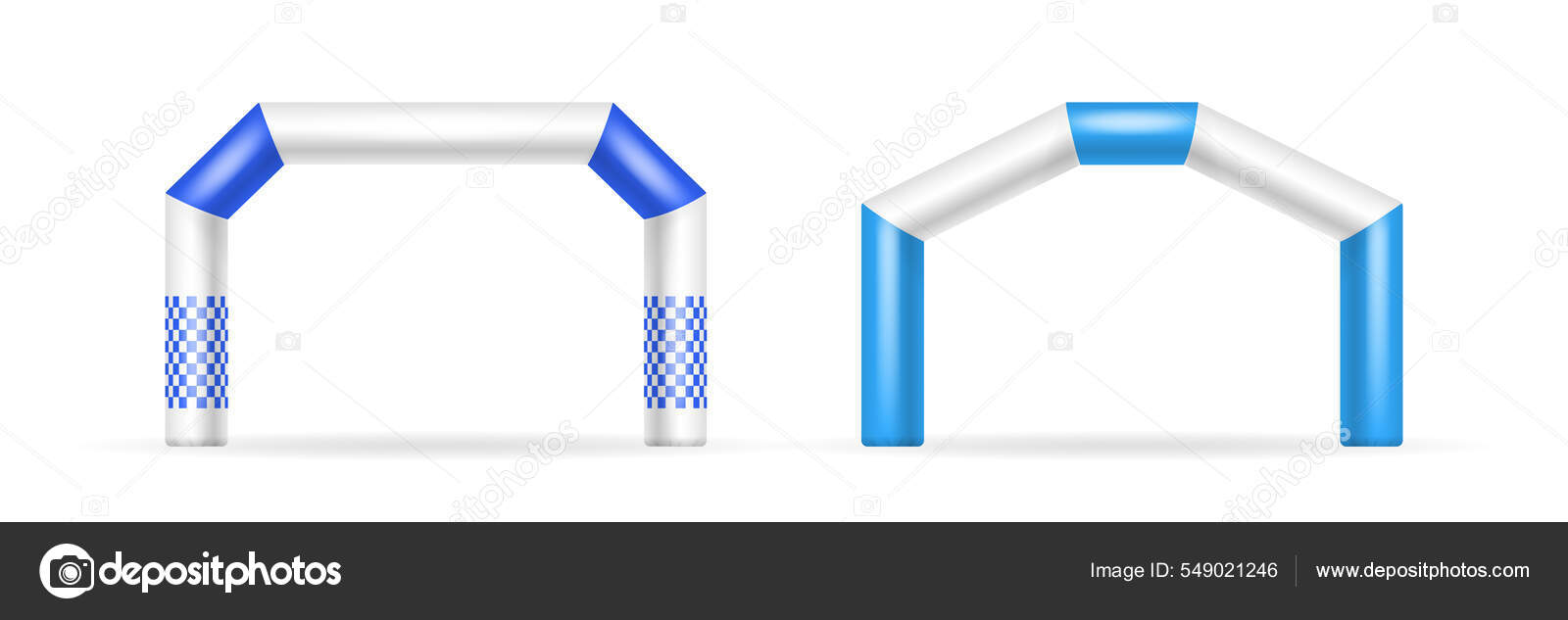Inflatable arches set isolated on white background. Start and finish ...