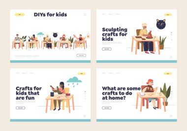 Çocuklarla el sanatları yapan çocuklar resim derslerinin ve diy aktivitelerinin tadını çıkarıyorlar.