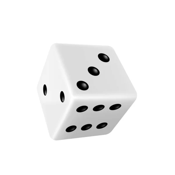 アイソメトリックサイコロ。黒い点が隔離された現実的な白いゲームキューブ。ギャンブルとカジノゲーム — ストックベクタ