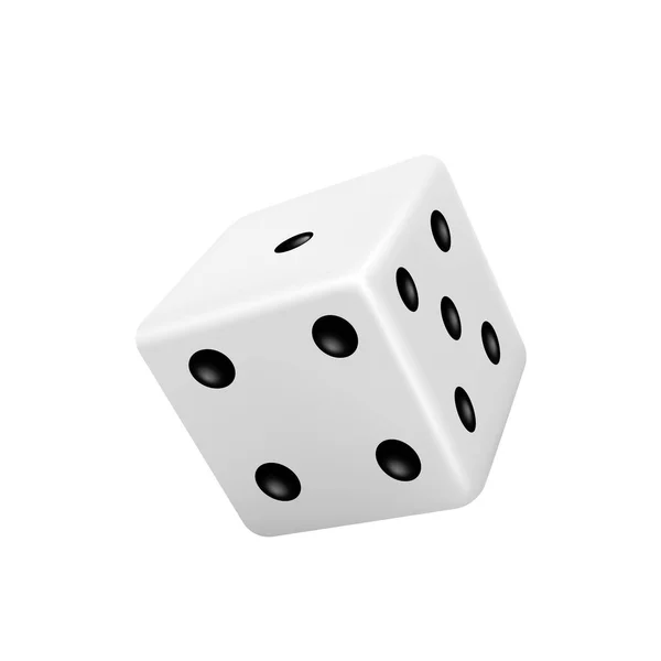 Dice, casino game cube, 3d die white and black isolated realistic. Dice or crap for poker gambling — Stock Vector